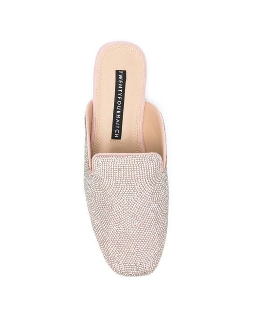 Twentyfourhaitch White Aukena Embellished Mules