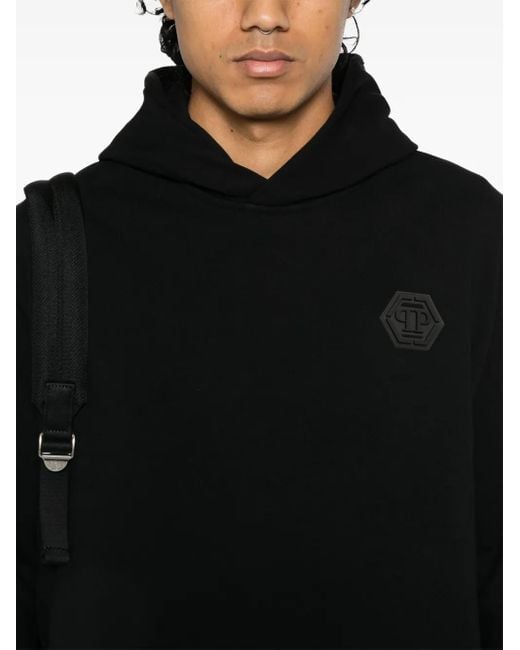 Philipp Plein Black Hoodie Sweatshirt Ls Iconic Plein for men