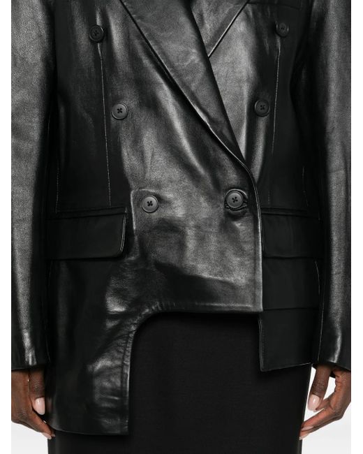 MEDEA Black Asymmetric Leather Jacket
