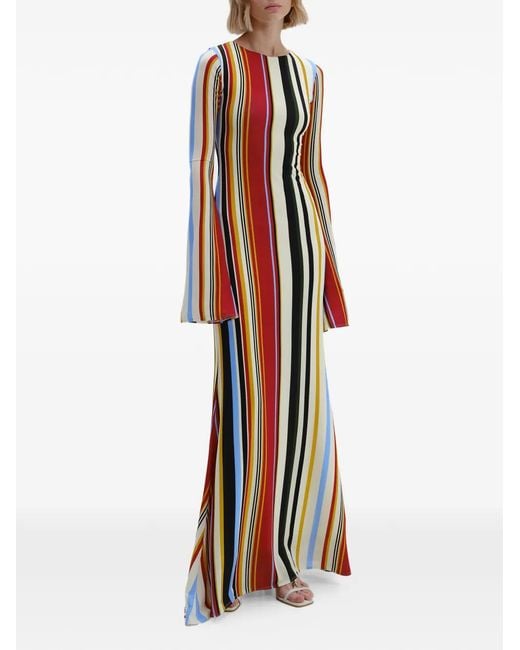 Cala De La Cruz White Amay Striped Maxi Dress