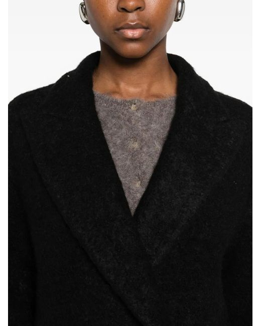 Tagliatore Black Lindena Double-Breasted Coat