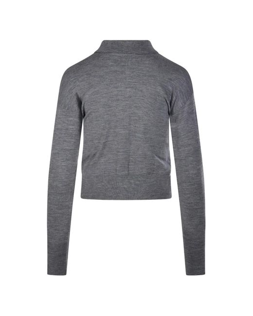 Max Mara Gray Collared Buttoned Cardigan
