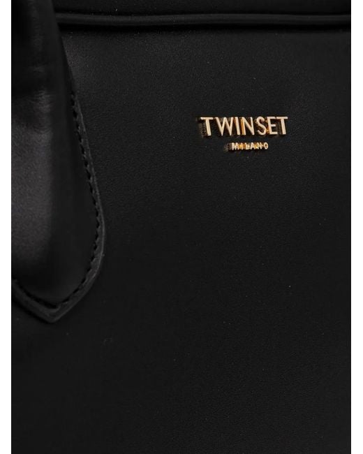 Twinset Black Logo-Lettering Cross Body Bag