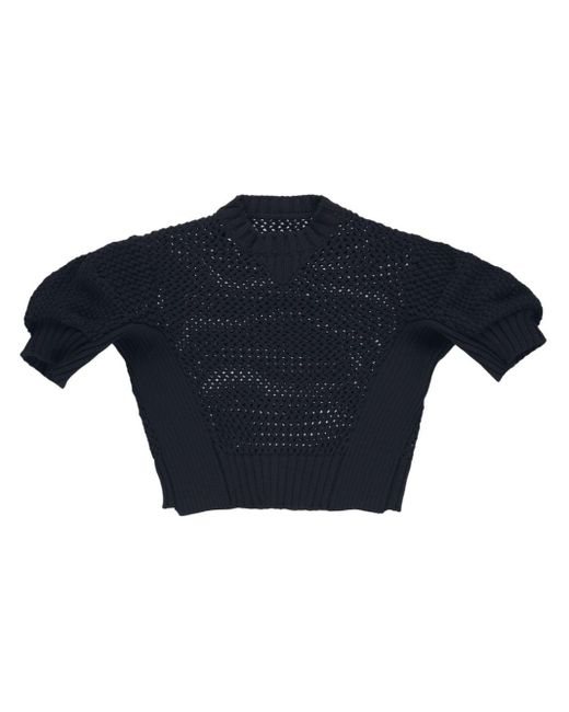 Sacai Blue Crochet-knit Cotton Jumper