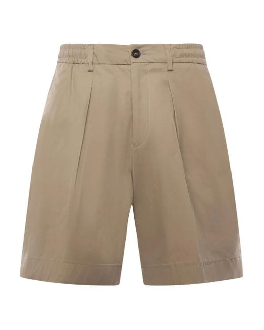 BE ABLE Natural Pleated Cotton Shorts for men