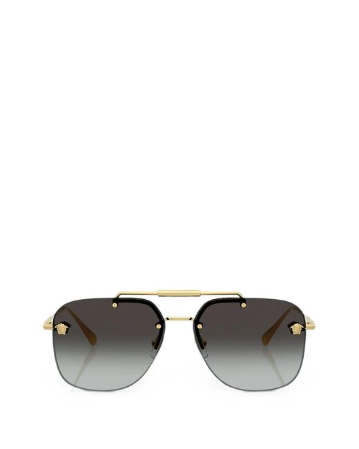 Versace Gray Rimless Pilot-Frame Sunglasses for men