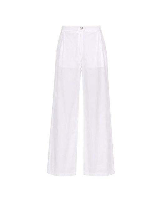 Max Mara White Pleated Wide-Leg Trousers