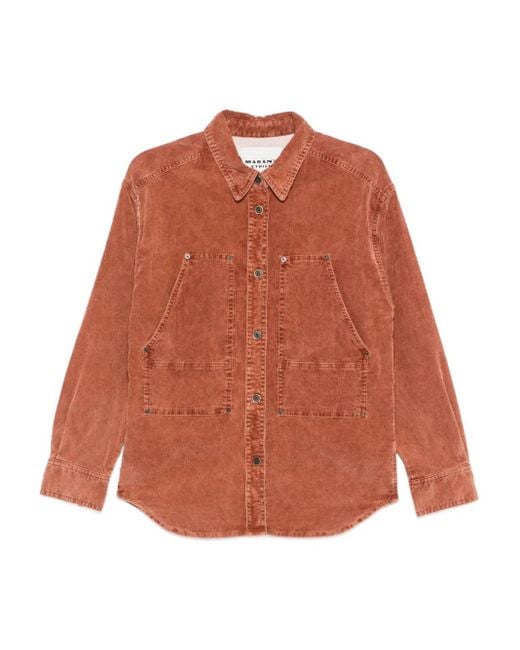 Isabel Marant Orange Oriana Corduroy Shirt Jacket