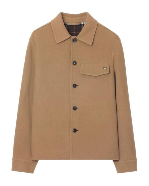 Burberry Brown Button-Closure Wool Overshirt for men