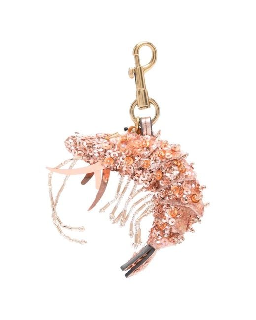 Anya Hindmarch White Shrimp Sequin-Embellished Bag Charm