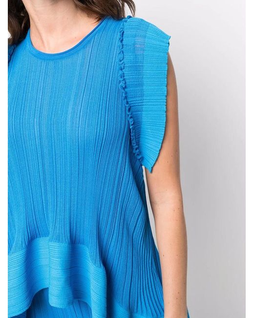 Stella McCartney Blue Two-Tone Fine-Ribbed Top