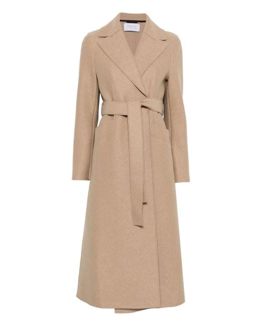 Harris Wharf London Natural Belted-Wool Coat