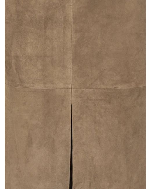 ROTATE BIRGER CHRISTENSEN Natural Slit Suede Midi Skirt