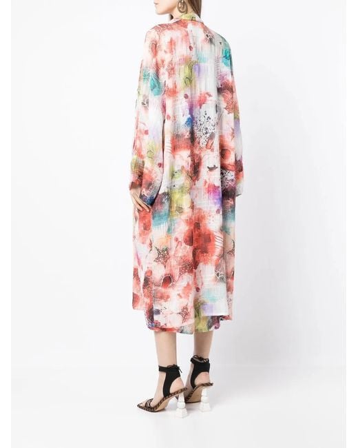 Bambah White Two-Piece Floral-Print Midi Dress