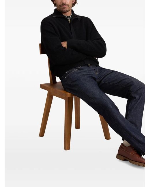 Woolrich Black Ribbed-Knit Zip-Up Cardigan for men