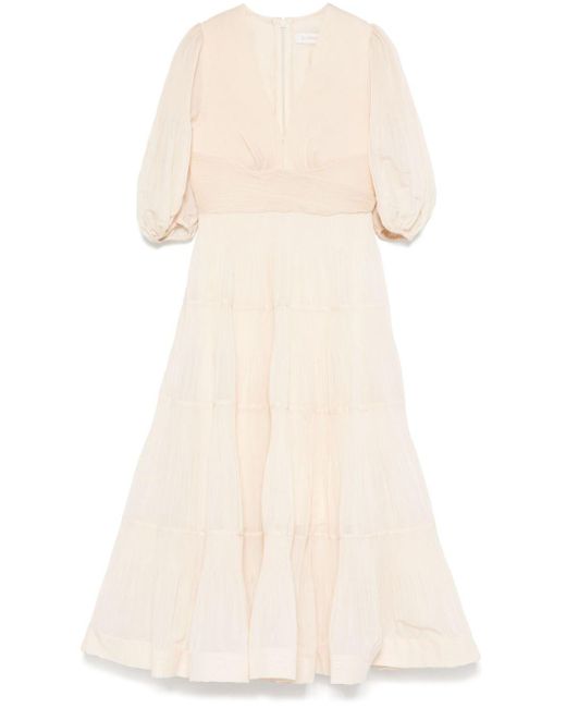 Zimmermann Natural Pleated Midi Dress