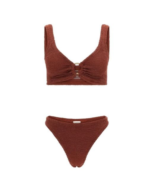 Hunza G Red Julia Ring-Detail Bikini