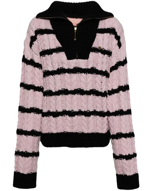 BAPY BY *A BATHING APE® Black Gestreifter Pullover Mit Reißverschluss