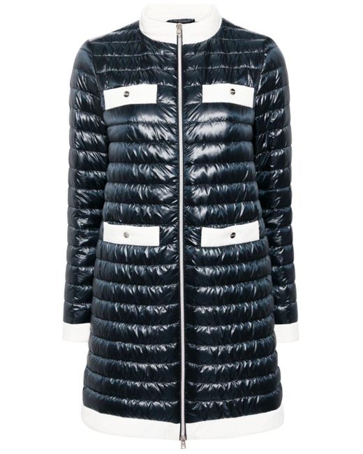 Herno Blue Quilted Water-resistant Coat