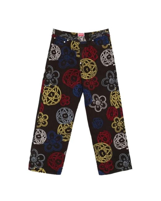 KENZO White X Futura 2000 Flower-Embroidered Trousers for men