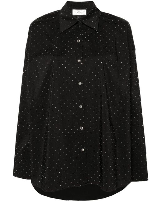 Nissa Black Rhinestoned Button-up Shirt