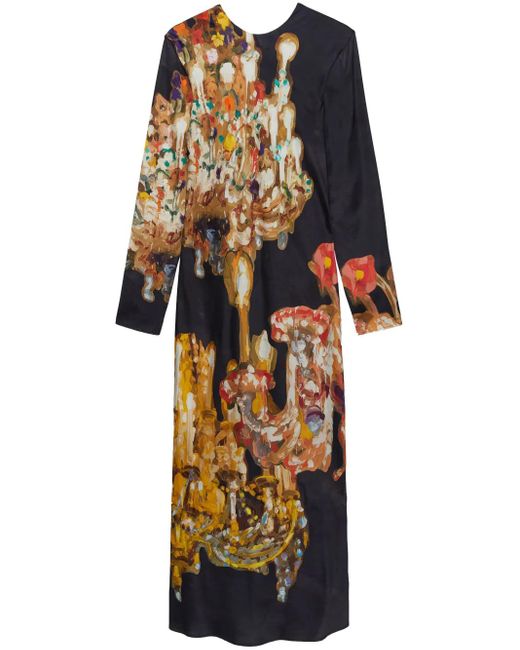 MSGM プリント マキシドレス Black