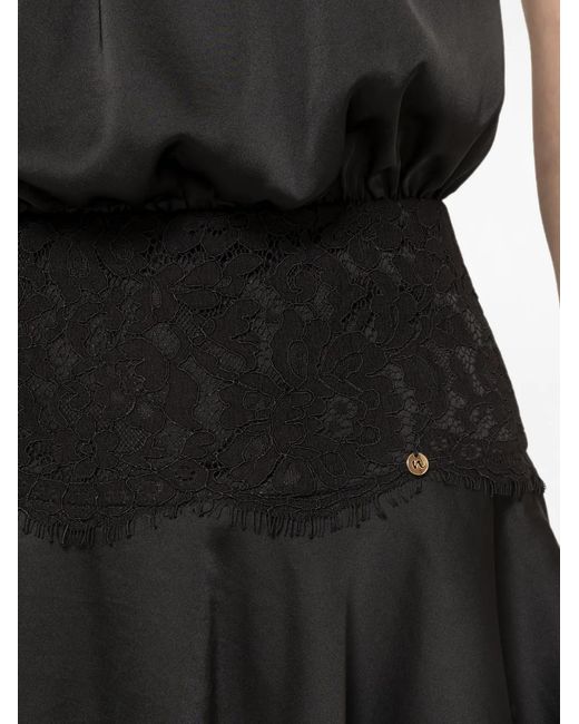 Nissa Black Backless Satin Mini Dress