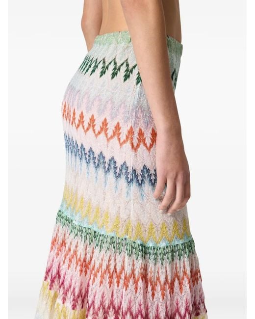 Missoni White Chevron-Pattern Maxi Skirt