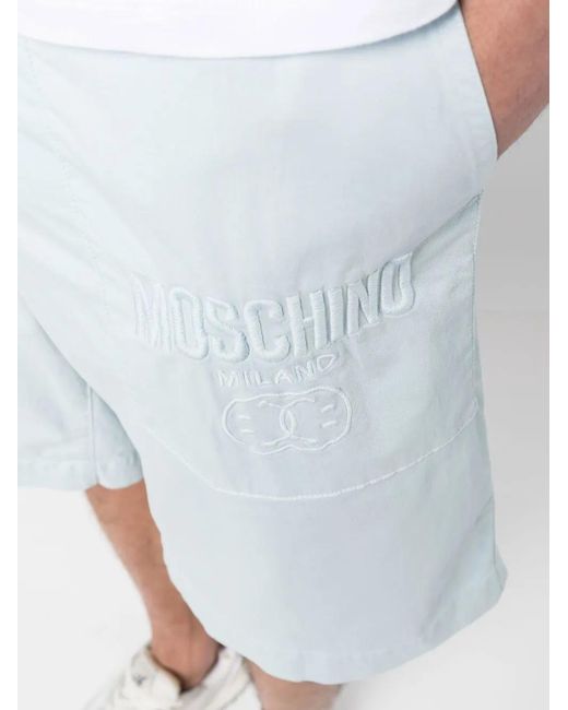 Moschino Blue Knee-Length Stretch Cotton Shorts for men