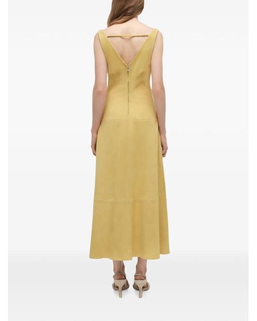 Jonathan Simkhai Yellow Bridger Cowl-Neck Suede Midi Dress