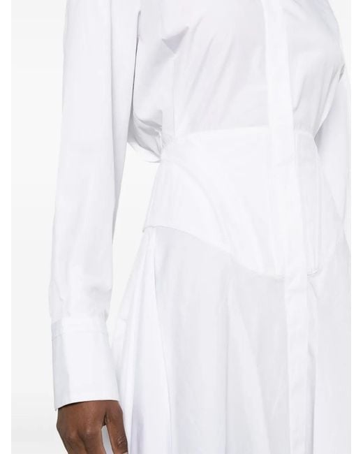 Mugler White Poplin Midi Dress