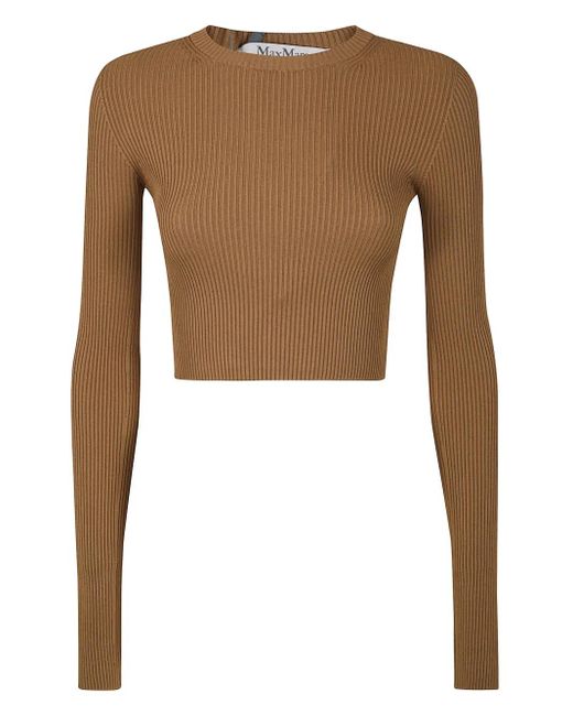 Max Mara Brown Ribbed Long-Sleeve Top