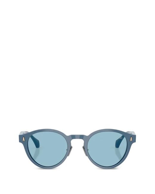 Moncler Blue Ember Round-Frame Sunglasses
