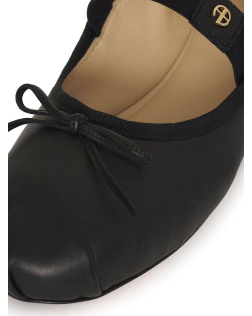 Anine Bing Black Jolie Leather Ballerina Shoes