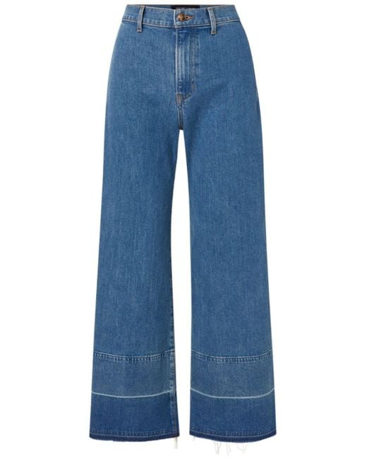 Veronica Beard High Waist Jeans Met Wijde Pijpen in het Blue