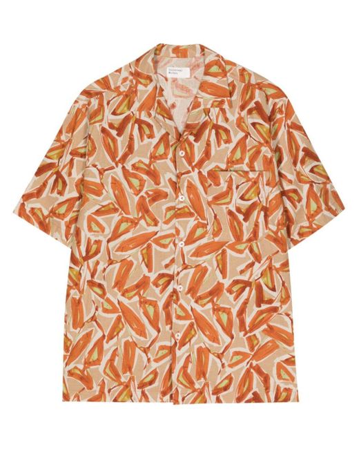 Universal Works Orange Artist Flower Linen-cotton Shirt for men