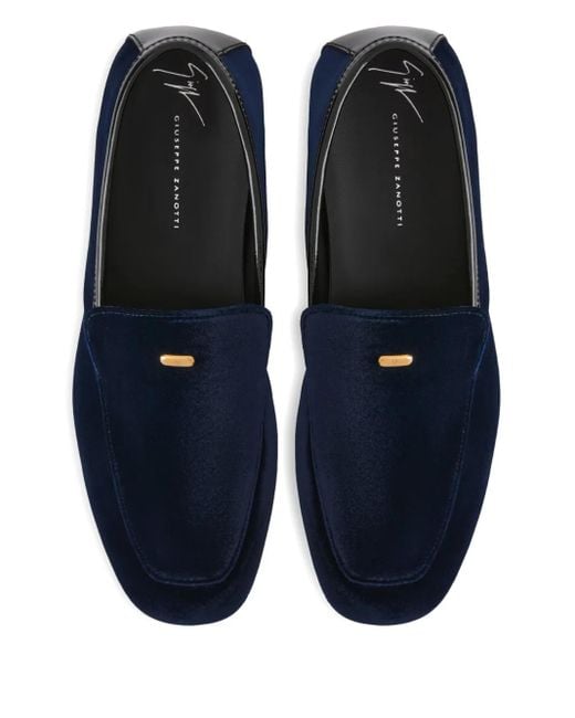 Giuseppe Zanotti Blue Gz Driver Velvet Loafers for men