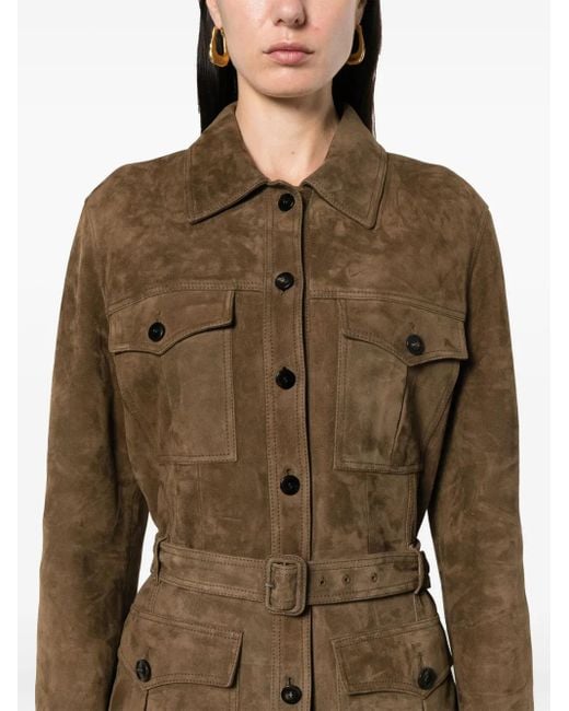 Tom Ford Green Suede Leather Coat