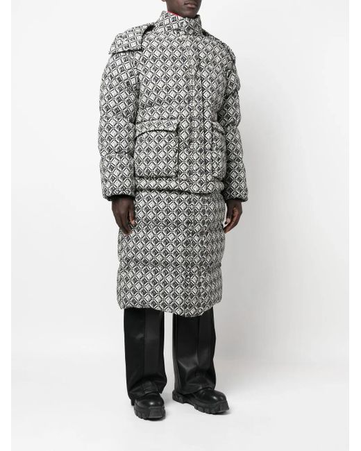 MARINE SERRE Gray Moon Diamond-Pattern Oversized Puffer Coat