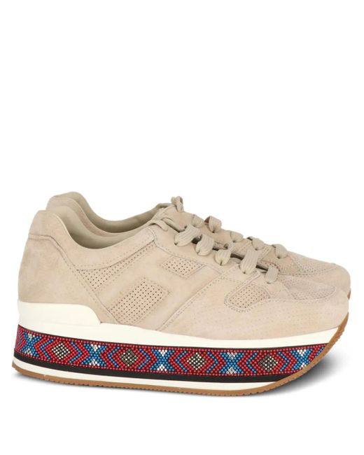 Hogan White Beaded-Sole Platform Sneakers