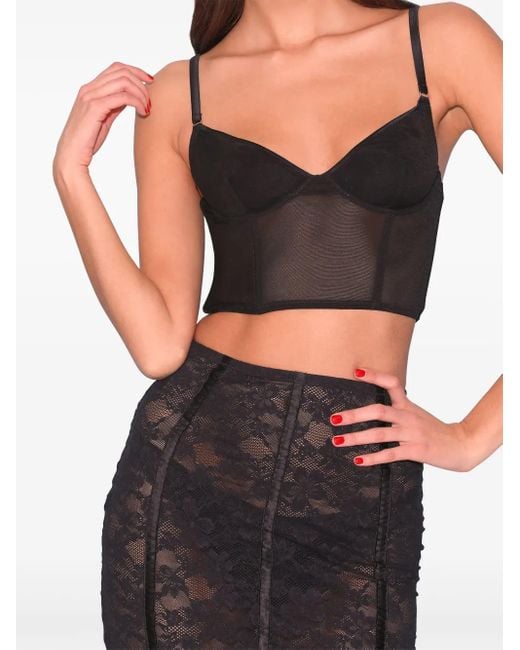Fleur du Mal Black Longline Mesh Bustier