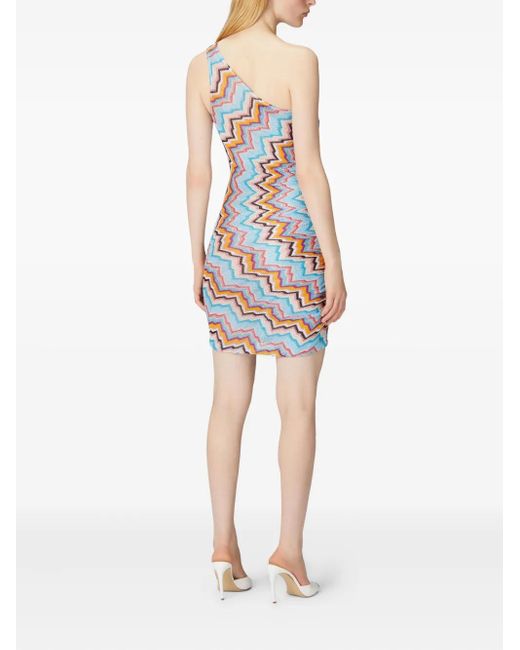Missoni Blue Zigzag-Pattern Mini Dress