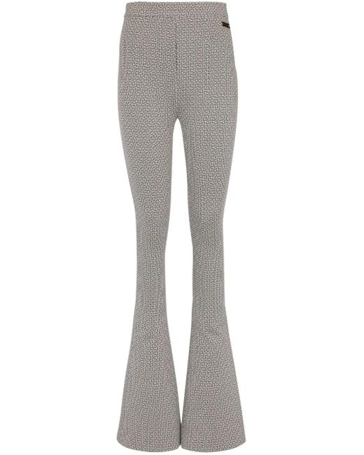 Balmain Gray Monogram Jacquard Flared Trousers