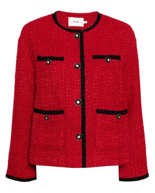 B+ AB Red Contrast-trim Tweed Jacket