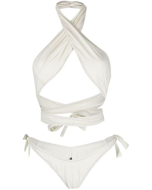 Reina Olga Synthetic Showhorse Halterneck Bikini in White | Lyst UK