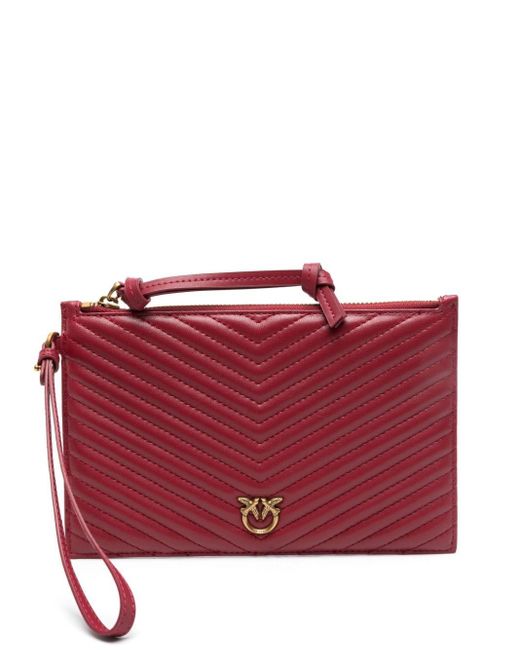 Pinko Red Love Birds Quilted Clutch Bag
