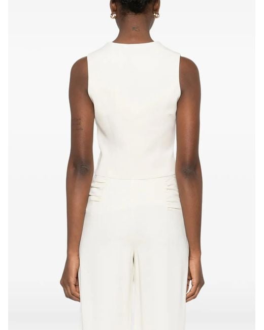 Botsi White Tie-Detail Ruched-Design Waistcoat