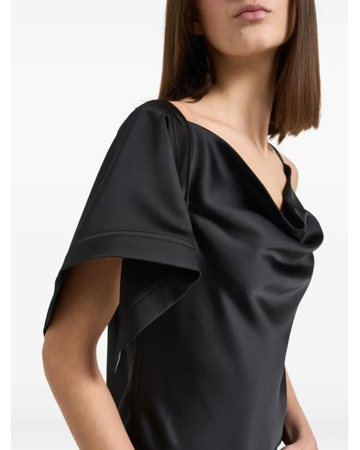 IRO Black Thiana Draped Asymmetrical-Hem Dress