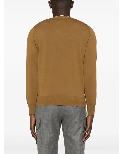 Canali Brown Contrasting-Trim Sweater for men