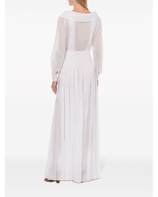 Alberta Ferretti White Langes Kleid aus Baumwollorganza
